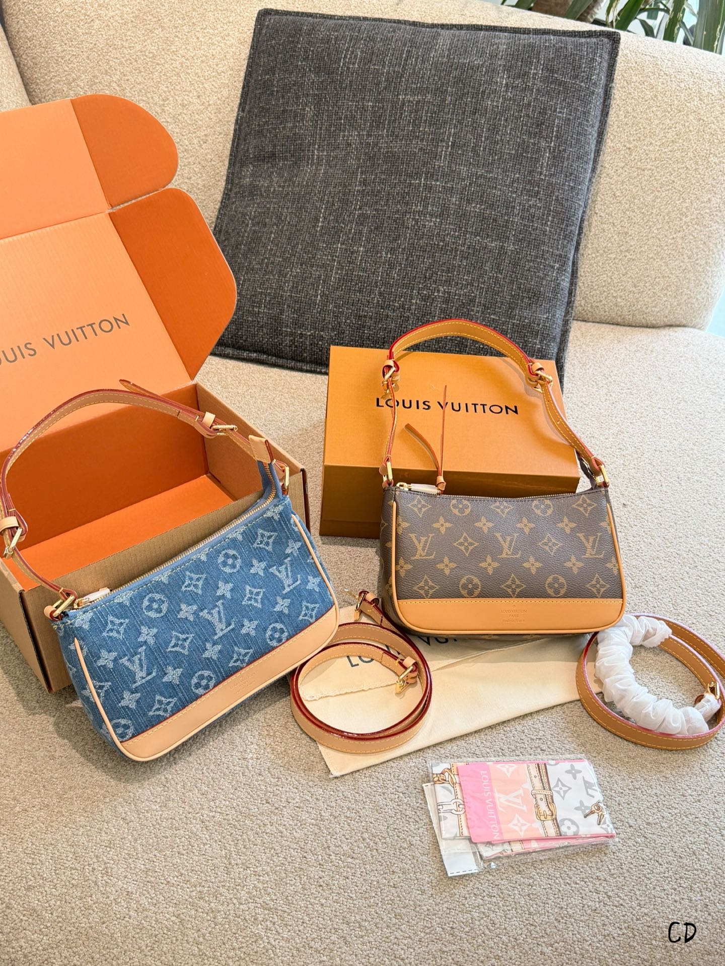 LV Luxury Monogram Handbag Monogram Canvas Denim Fabric